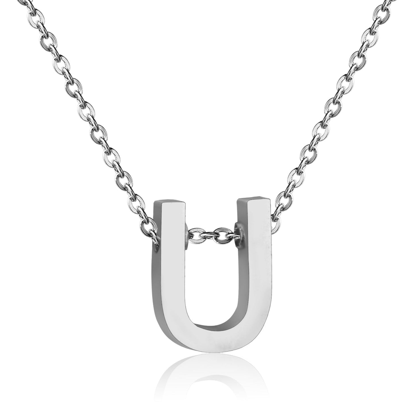 ASON Delicate Classic Style Initial 26 Letters Alphabet Chain Pendant Necklace Stainless Steel Color Jewelry Chokers