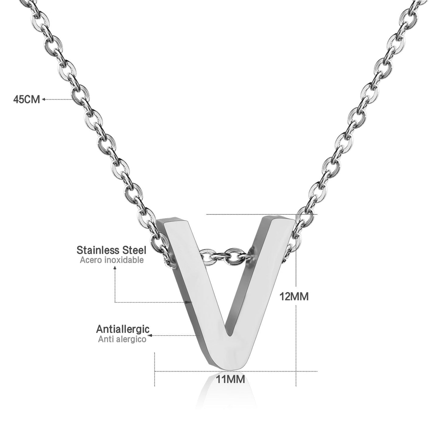ASON Delicate Classic Style Initial 26 Letters Alphabet Chain Pendant Necklace Stainless Steel Color Jewelry Chokers