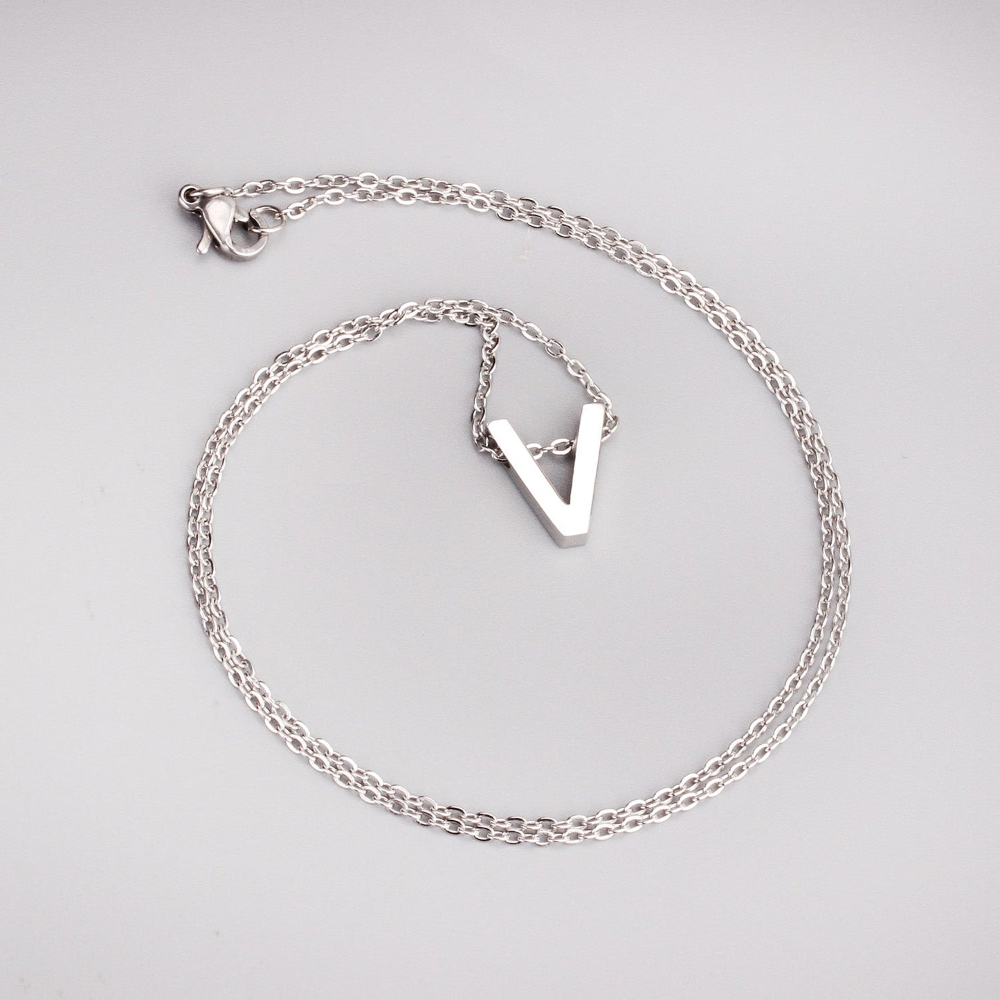 ASON Delicate Classic Style Initial 26 Letters Alphabet Chain Pendant Necklace Stainless Steel Color Jewelry Chokers