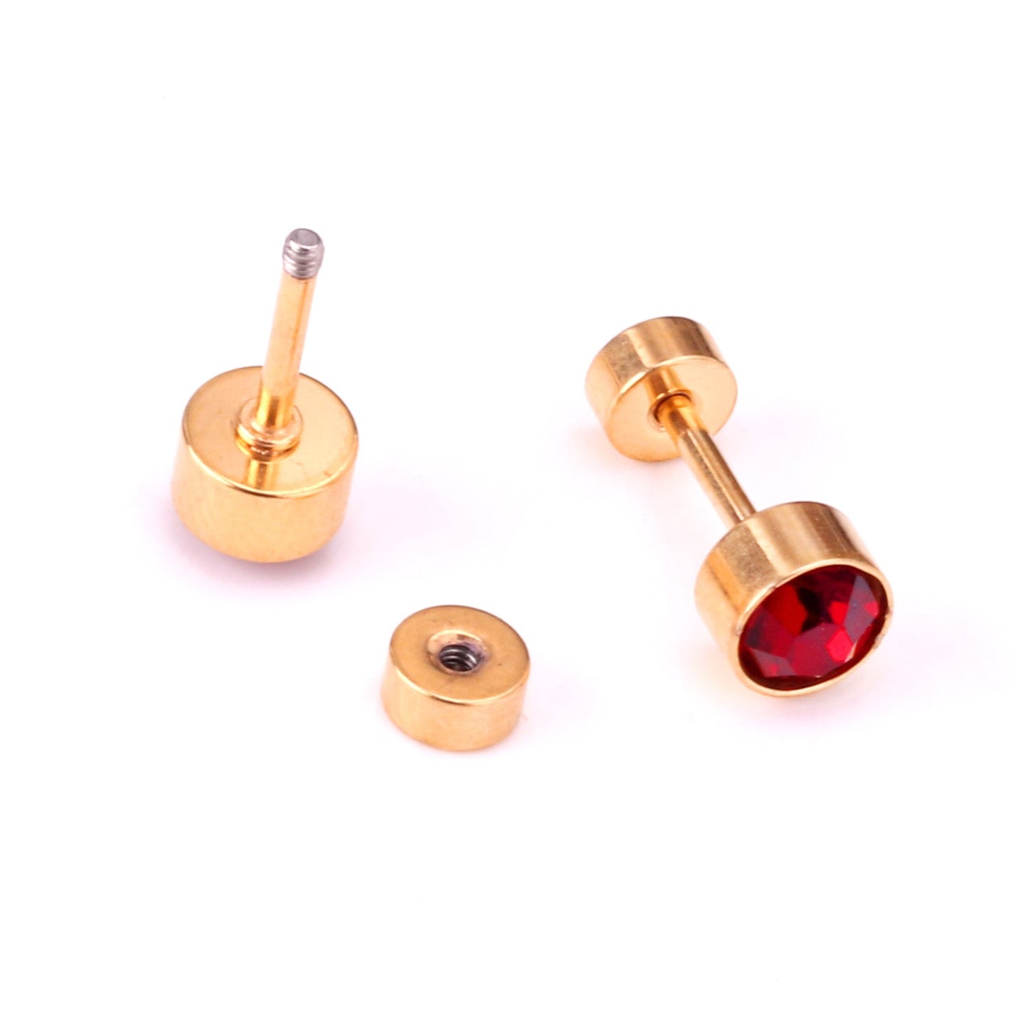 12 pairs 3mm/5mm steel color/gold cylinder AB color diamonds/rose diamonds/big red diamonds/aquamarine diamonds screw plugs