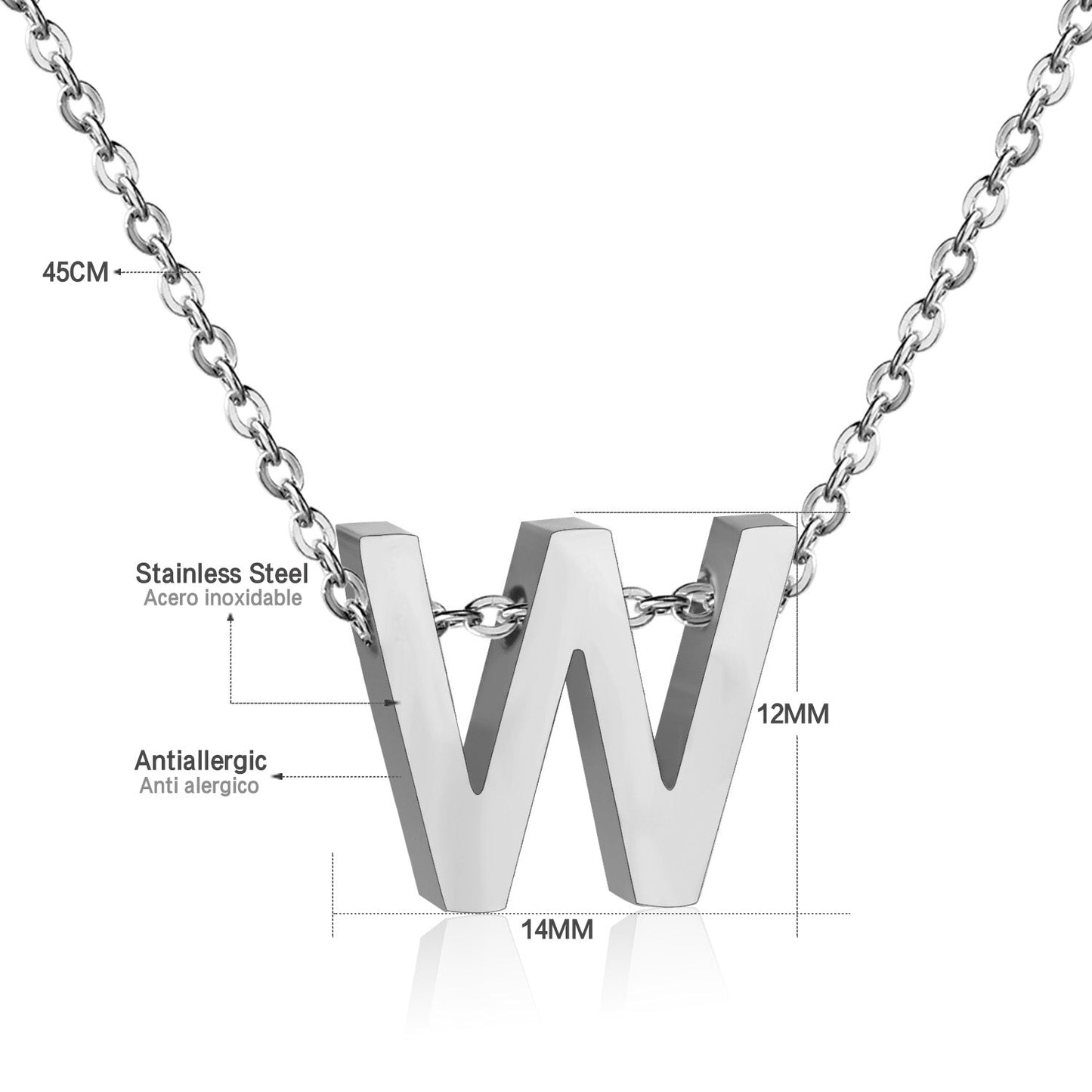 ASON Delicate Classic Style Initial 26 Letters Alphabet Chain Pendant Necklace Stainless Steel Color Jewelry Chokers