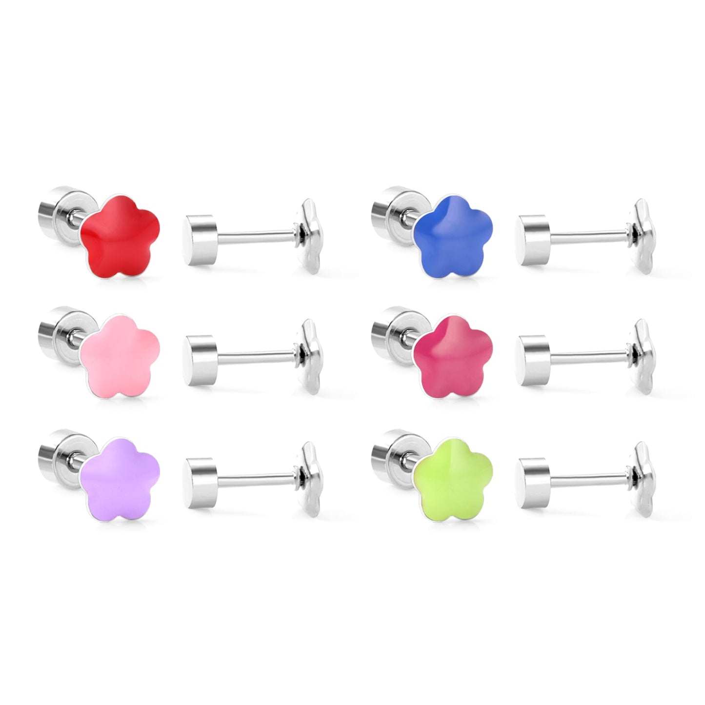 12 pairs steel/plum color mix stud earrings