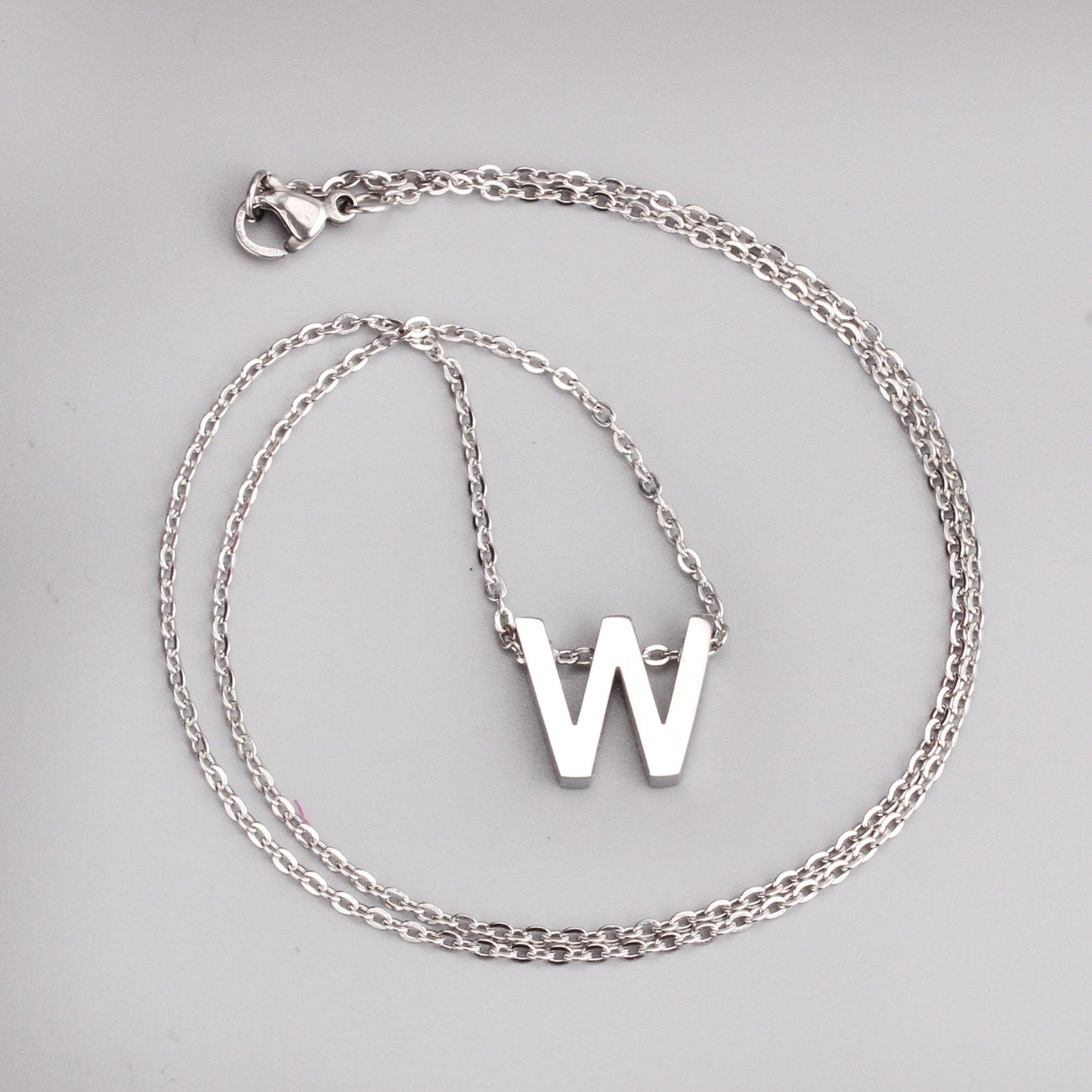 ASON Delicate Classic Style Initial 26 Letters Alphabet Chain Pendant Necklace Stainless Steel Color Jewelry Chokers