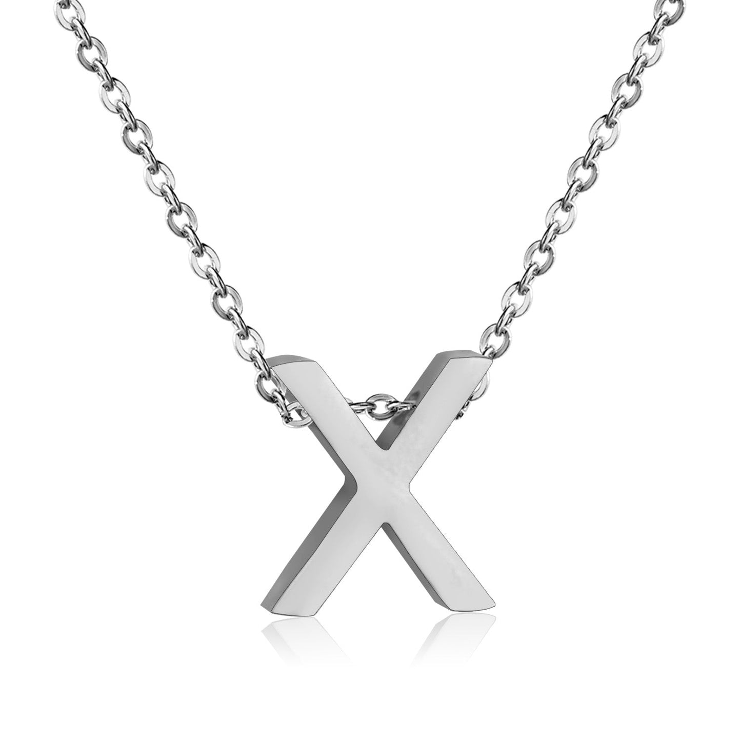ASON Delicate Classic Style Initial 26 Letters Alphabet Chain Pendant Necklace Stainless Steel Color Jewelry Chokers