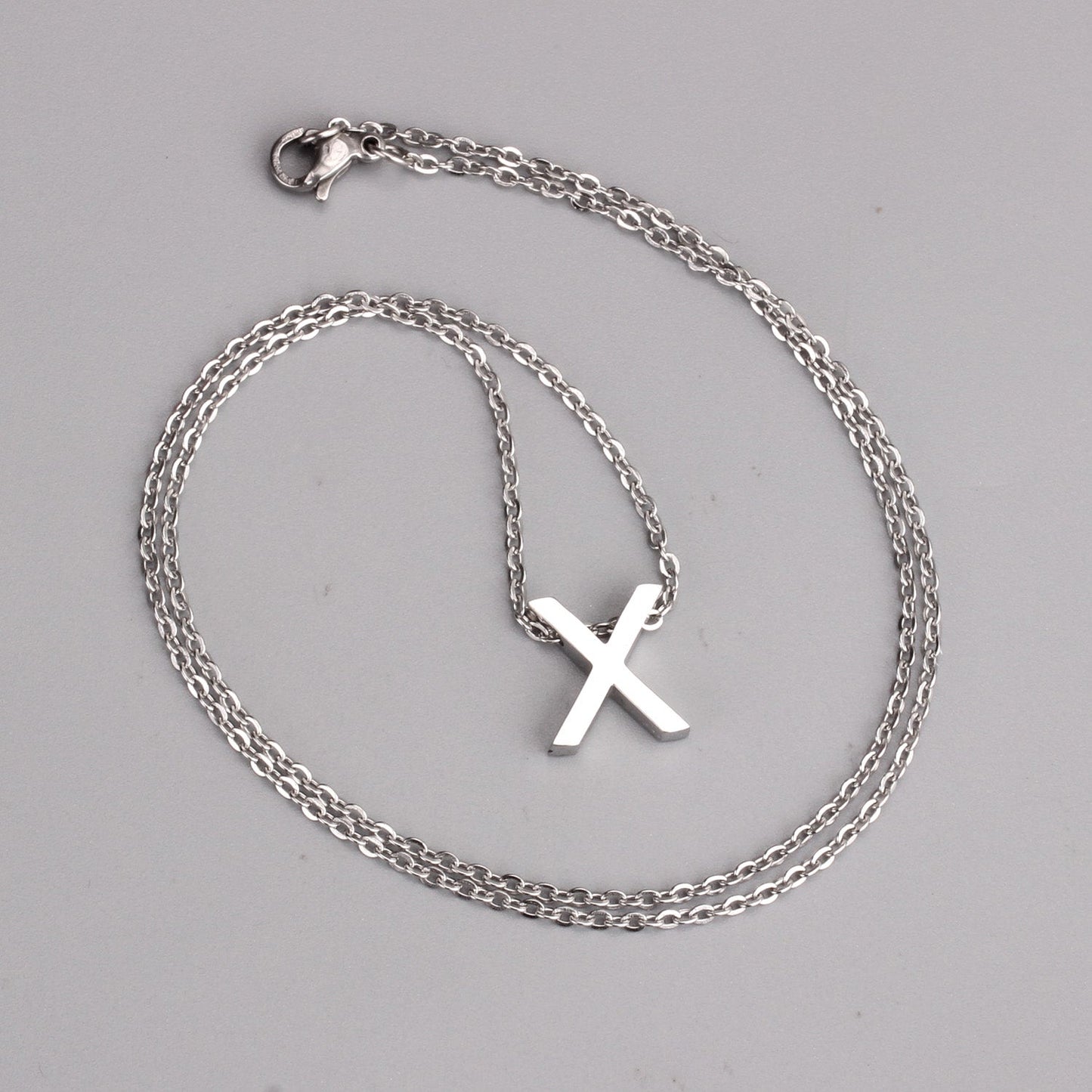 ASON Delicate Classic Style Initial 26 Letters Alphabet Chain Pendant Necklace Stainless Steel Color Jewelry Chokers
