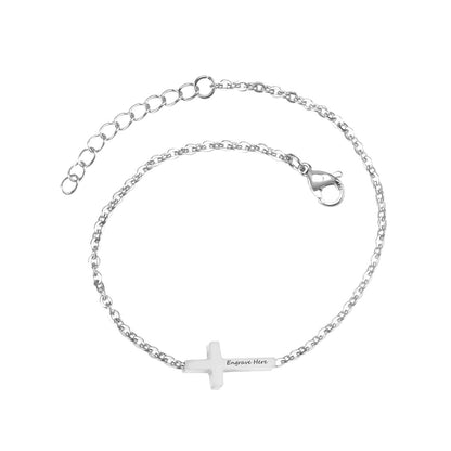 Steel color gold cross pendant accessories bracelet without diamonds 12mm 15+3cm