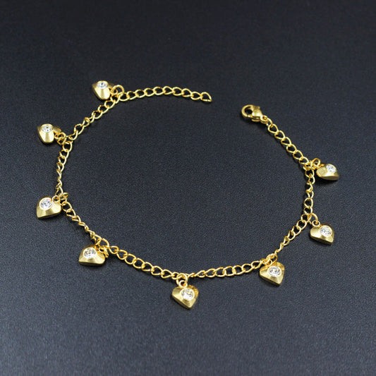 Essien Shaped White Diamonds Pendant Yellow Gold Soft Anklet