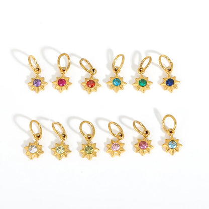 Multicolor Crystal North Star Charm 18K Gold Plated Stainless Steel Pendant