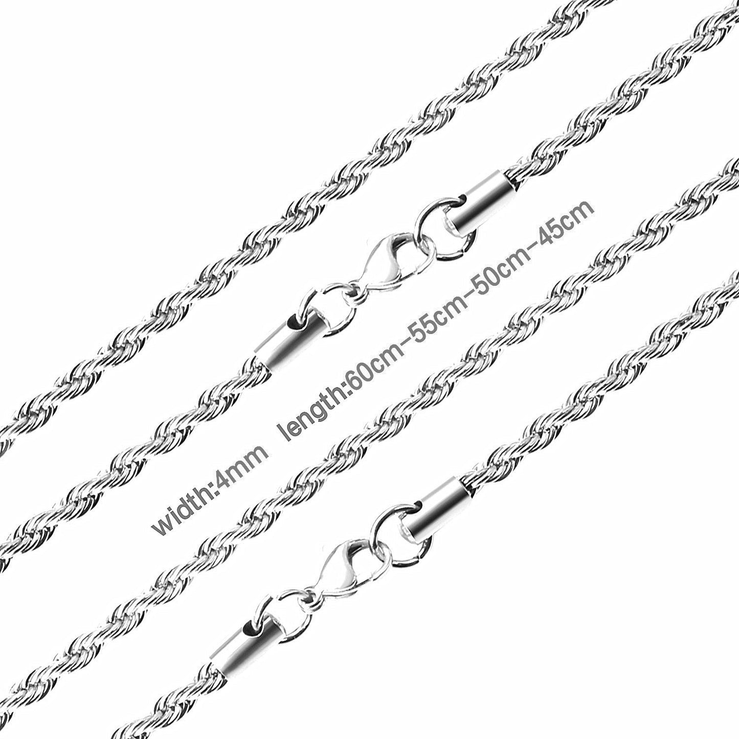 ASON 10pcs/bulk long necklace collar 3mm*45cm & 4mm*45cm twisted matching chain steel color & gold color stainless steel necklace wholesale