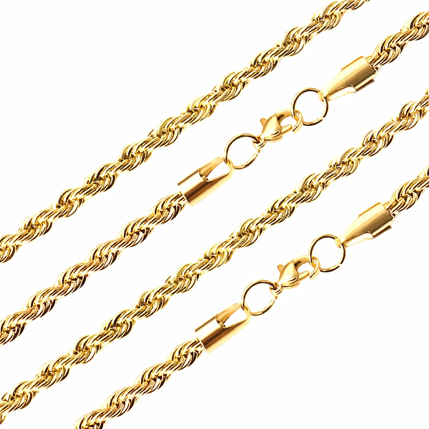 ASON 10pcs/bulk long necklace collar 3mm*45cm & 4mm*45cm twisted matching chain steel color & gold color stainless steel necklace wholesale