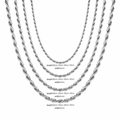 ASON 10pcs/bulk long necklace collar 3mm*45cm & 4mm*45cm twisted matching chain steel color & gold color stainless steel necklace wholesale