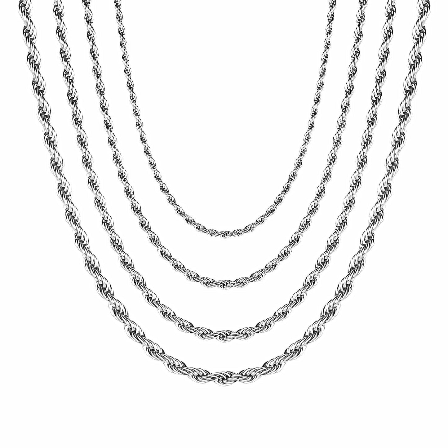 ASON 10pcs/bulk long necklace collar 3mm*45cm & 4mm*45cm twisted matching chain steel color & gold color stainless steel necklace wholesale