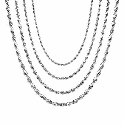 ASON 10pcs/bulk long necklace collar 3mm*45cm & 4mm*45cm twisted matching chain steel color & gold color stainless steel necklace wholesale