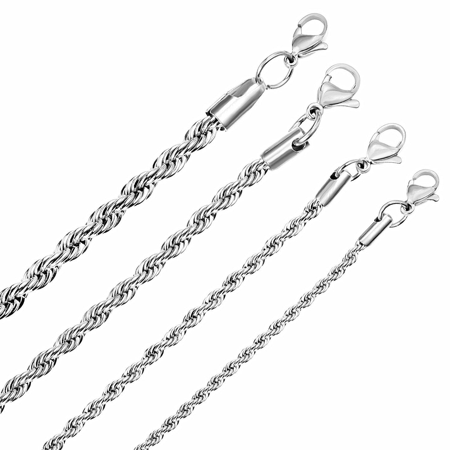 ASON 10pcs/bulk long necklace collar 3mm*45cm & 4mm*45cm twisted matching chain steel color & gold color stainless steel necklace wholesale