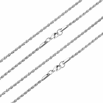 ASON 10pcs/bulk long necklace collar 3mm*45cm & 4mm*45cm twisted matching chain steel color & gold color stainless steel necklace wholesale