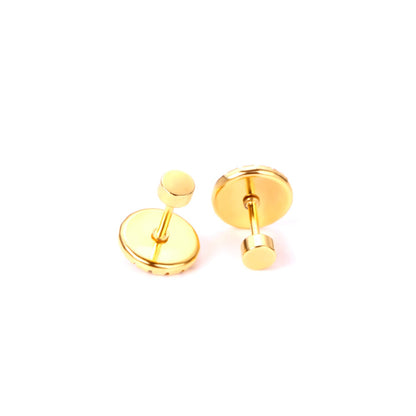 12 pairs Steel / Goldtone Screw In Glitter Cat Eye Earrings