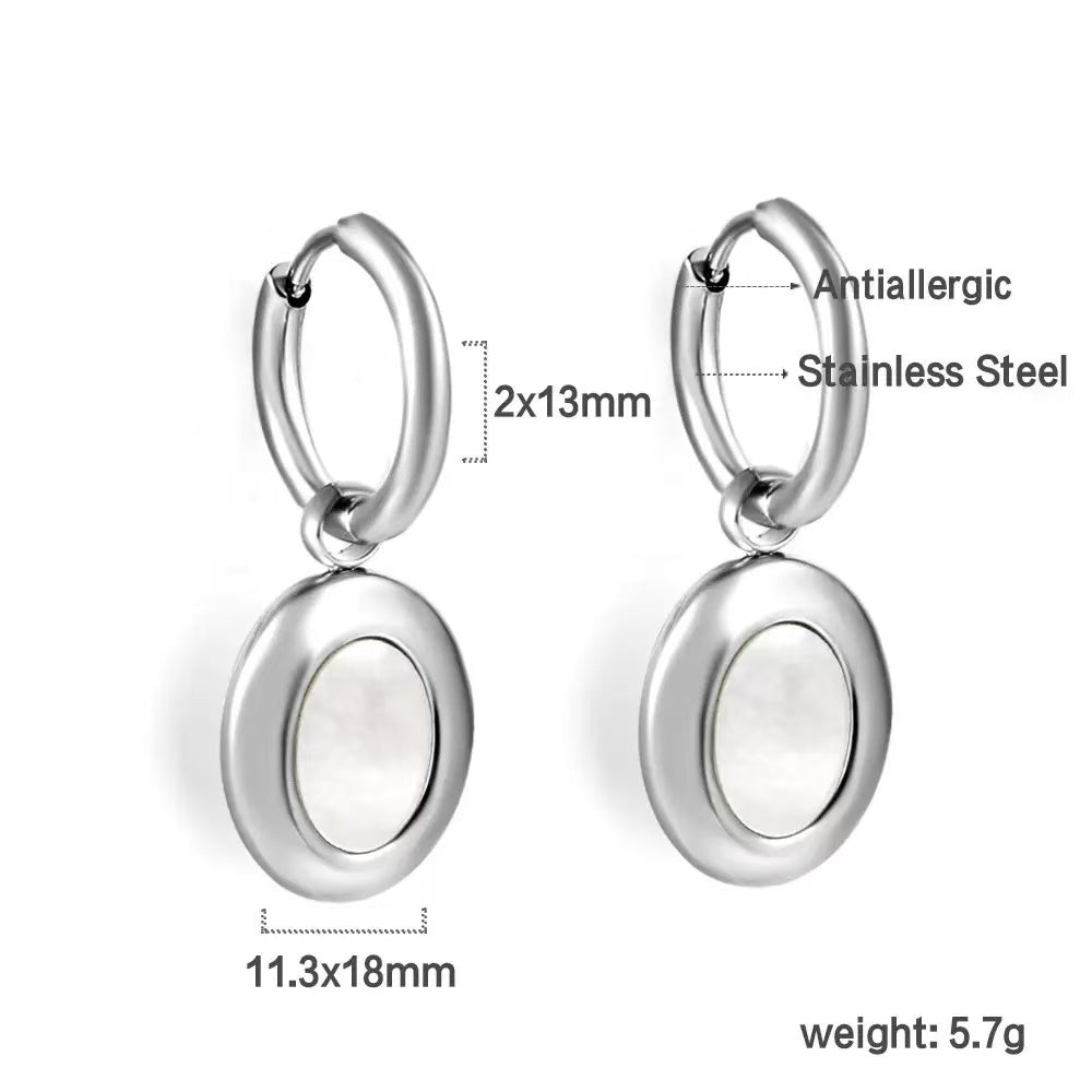 White Shell Hoop Earrings | Stainless Steel Coastal Earrings for Women | Dainty Beach Jewelry Gift