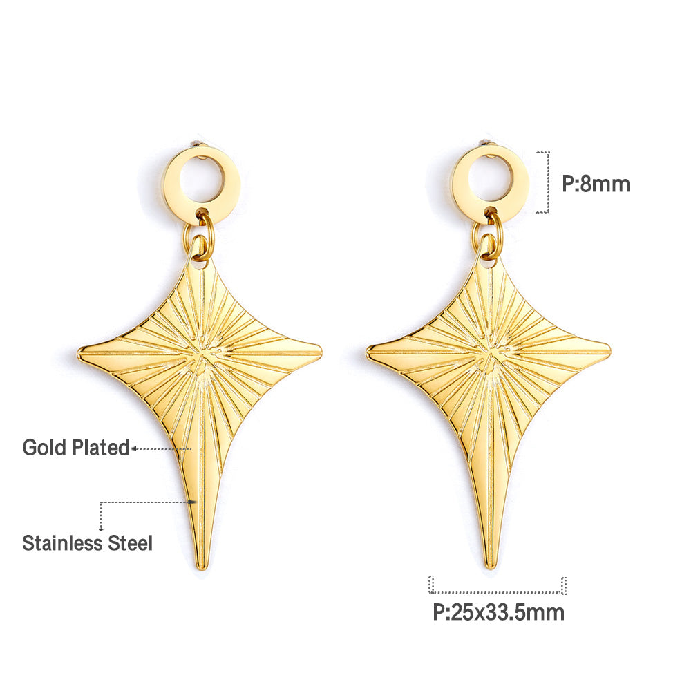 Fashion Stainless Steel Diamond-shaped Stud Enamel Girls Kids Jewelry Earrings