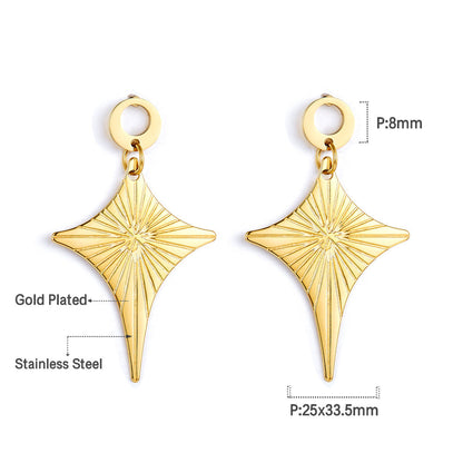 Fashion Stainless Steel Diamond-shaped Stud Enamel Girls Kids Jewelry Earrings