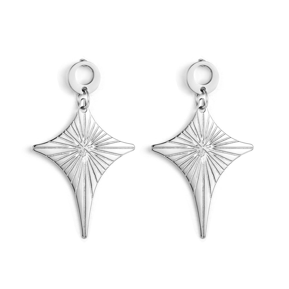 Fashion Stainless Steel Diamond-shaped Stud Enamel Girls Kids Jewelry Earrings