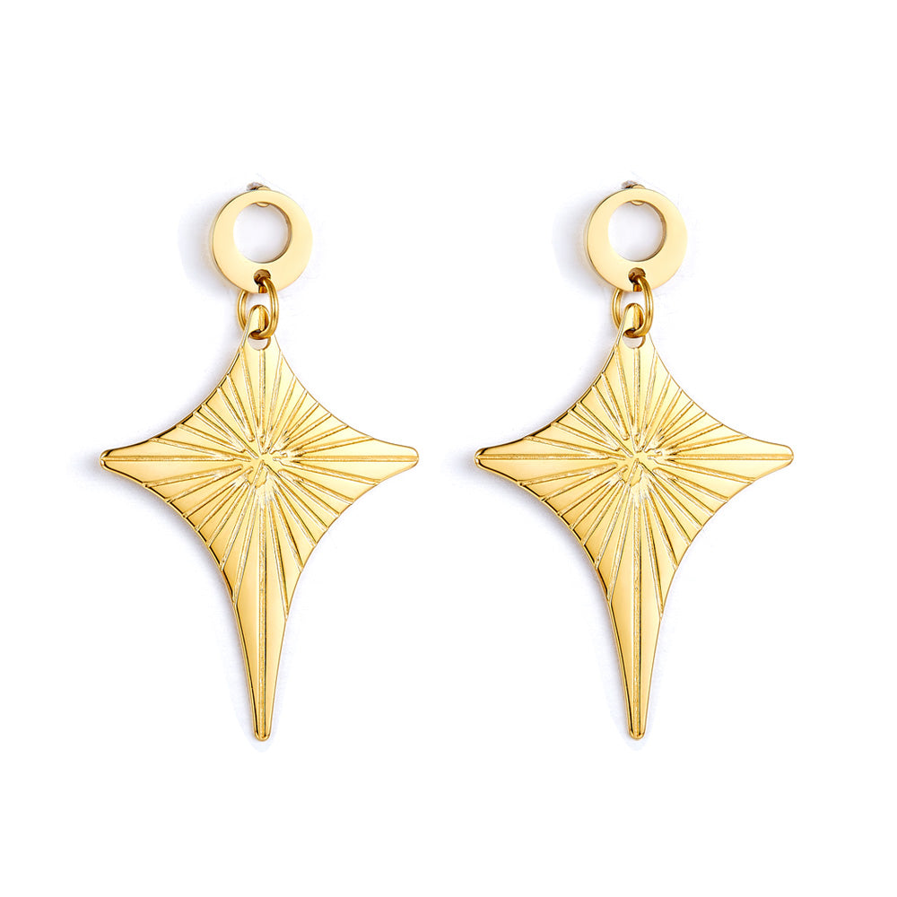 Fashion Stainless Steel Diamond-shaped Stud Enamel Girls Kids Jewelry Earrings