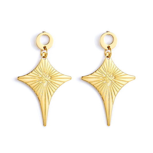 Fashion Stainless Steel Diamond-shaped Stud Enamel Girls Kids Jewelry Earrings