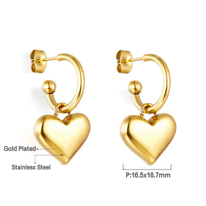 Girls Kids Jewelry Fashion Stainless Steel Heart Stud Earrings
