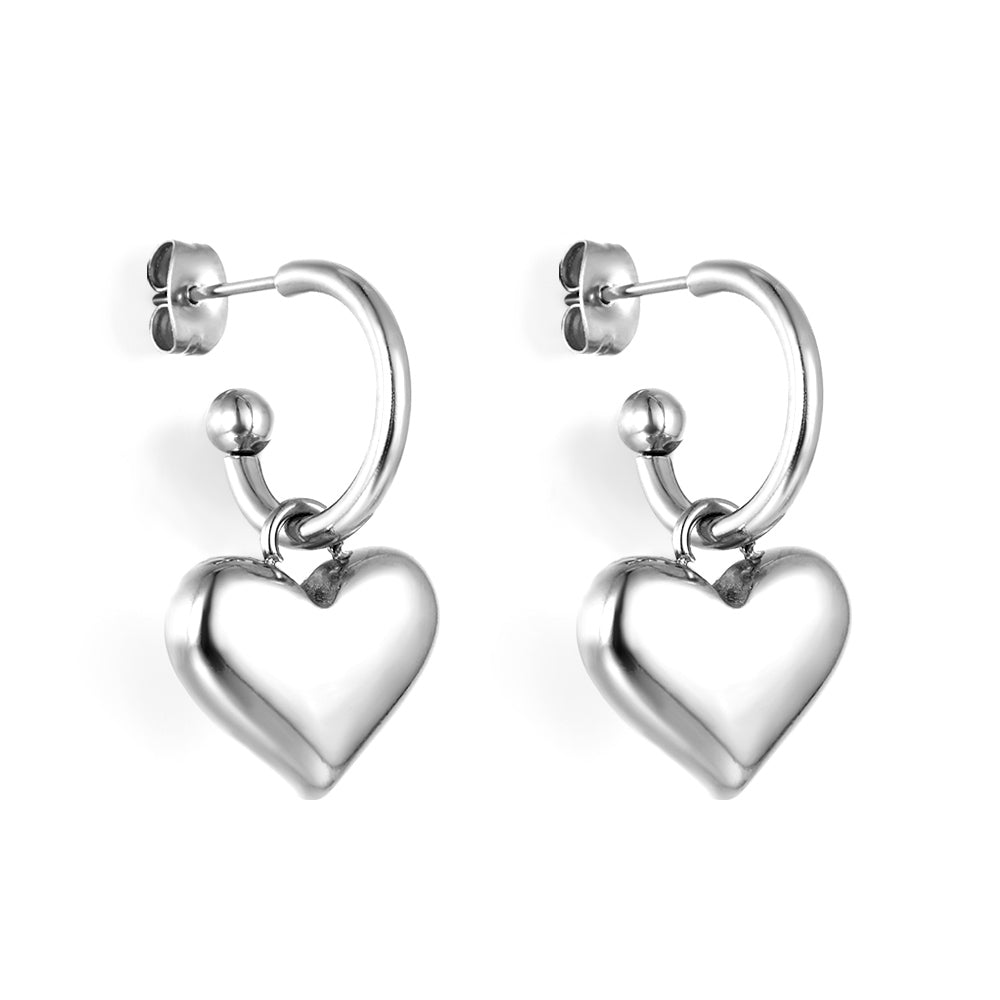 Girls Kids Jewelry Fashion Stainless Steel Heart Stud Earrings