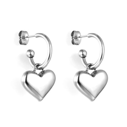 Girls Kids Jewelry Fashion Stainless Steel Heart Stud Earrings