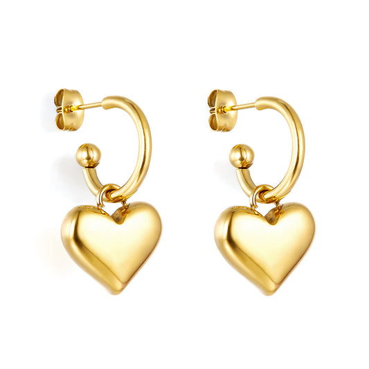 Girls Kids Jewelry Fashion Stainless Steel Heart Stud Earrings
