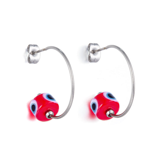 Fashion Stainless Steel Red Eyes Girls Kids Jewelry Earrings