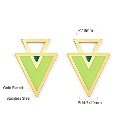 Big and Small Triangle Light Green Extremely Simple Stud Girls Kids Jewelry Earrings