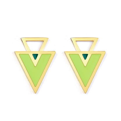 Big and Small Triangle Light Green Extremely Simple Stud Girls Kids Jewelry Earrings