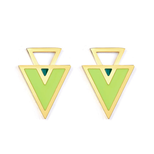 Big and Small Triangle Light Green Extremely Simple Stud Girls Kids Jewelry Earrings
