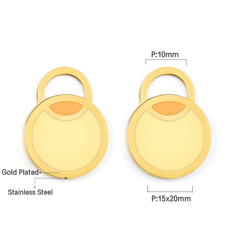 Big and Small Round Yellow Extremely Simple Stud Enamel Girls Kids Jewelry Earrings