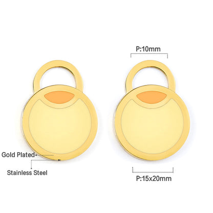 Big and Small Round Yellow Extremely Simple Stud Enamel Girls Kids Jewelry Earrings