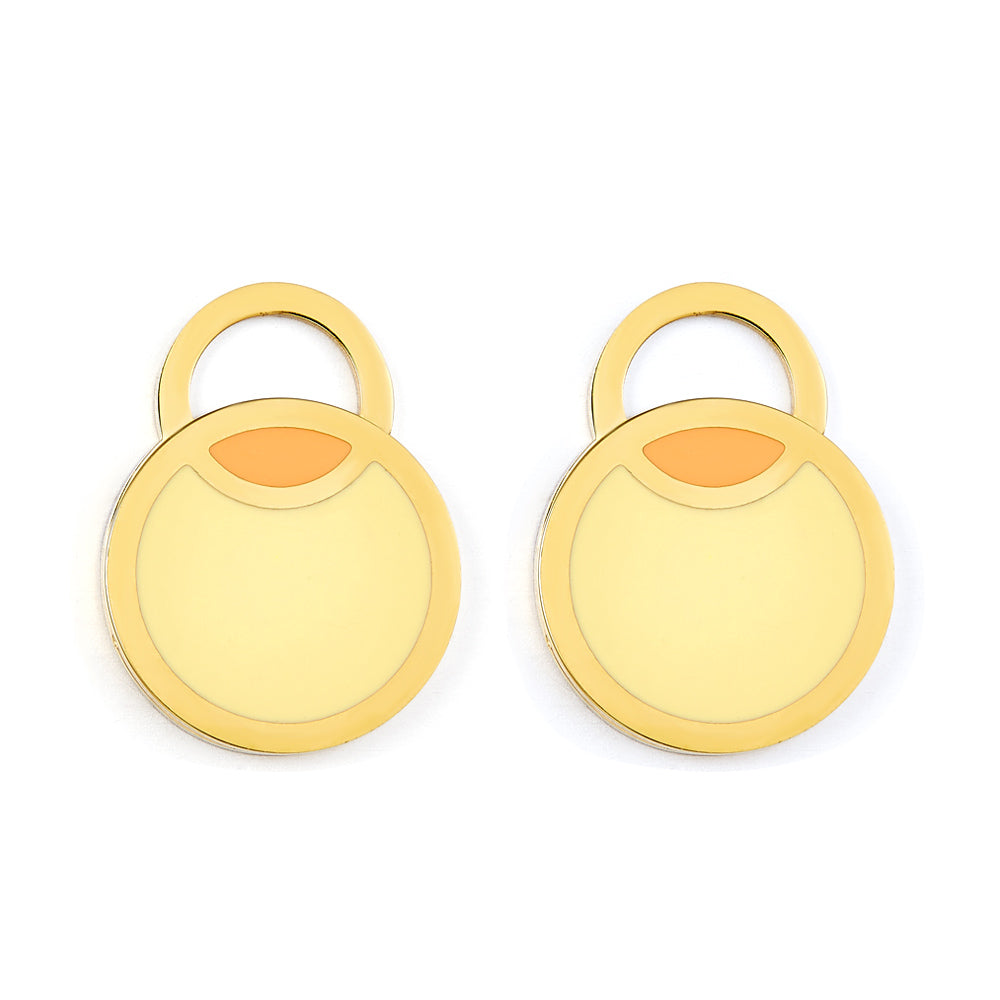Big and Small Round Yellow Extremely Simple Stud Enamel Girls Kids Jewelry Earrings