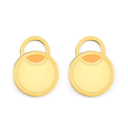 Big and Small Round Yellow Extremely Simple Stud Enamel Girls Kids Jewelry Earrings