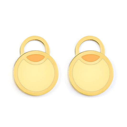 Big and Small Round Yellow Extremely Simple Stud Enamel Girls Kids Jewelry Earrings