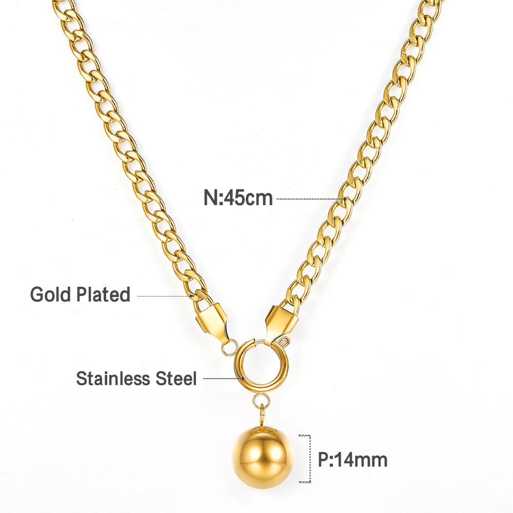 Girls Kids JewelryFashion 18k Gold Plated Steel Ball Accessories Necklace