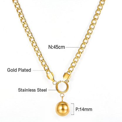 Girls Kids JewelryFashion 18k Gold Plated Steel Ball Accessories Necklace