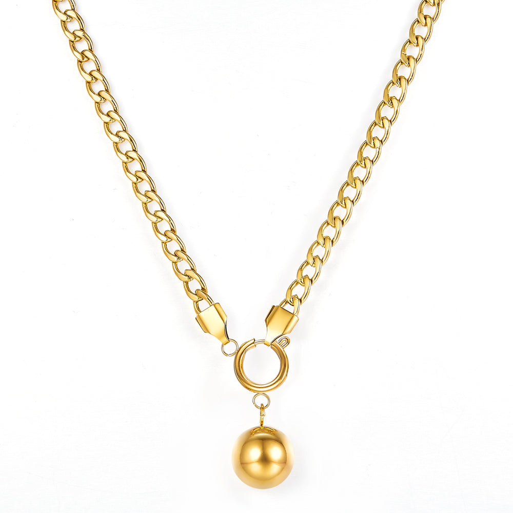 Girls Kids JewelryFashion 18k Gold Plated Steel Ball Accessories Necklace