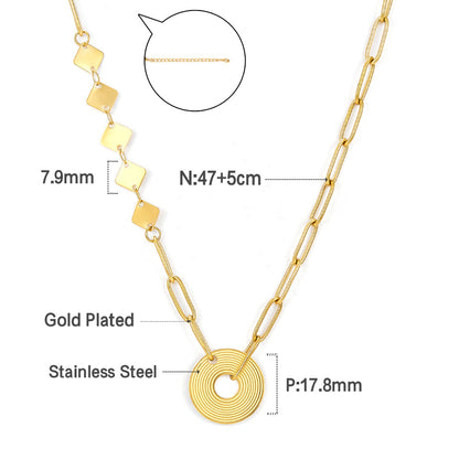 Stainless Steel 18k Gold Plated Annular Accessories Necklace