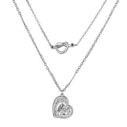 Heart-shaped Motherly Love Pattern Double Chain Necklace