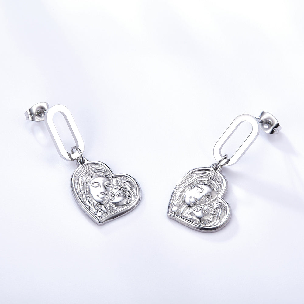 2022 Fashion Stainless Steel Heart-shaped Motherly Love Design Earrings