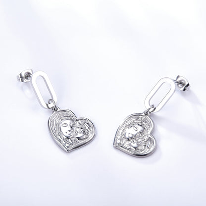 2022 Fashion Stainless Steel Heart-shaped Motherly Love Design Earrings