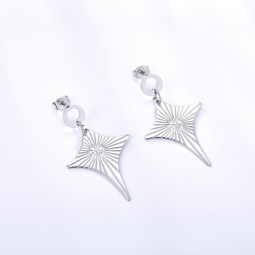 Fashion Stainless Steel Diamond-shaped Stud Enamel Girls Kids Jewelry Earrings