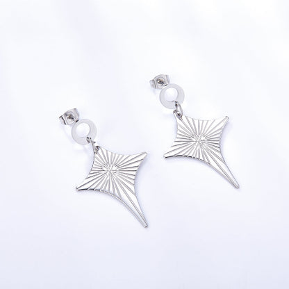 Fashion Stainless Steel Diamond-shaped Stud Enamel Girls Kids Jewelry Earrings