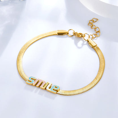 Stainless Steel Smile Colorful Letter Accessory Bracelet