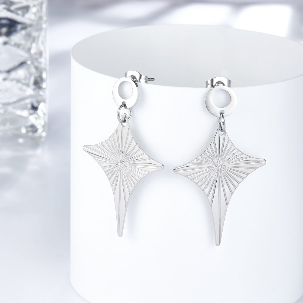 Fashion Stainless Steel Diamond-shaped Stud Enamel Girls Kids Jewelry Earrings